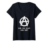Femme Être Libre Signifie être Punk!, Punks, Punk-Rock, Anarchie T-Shirt avec Col en V