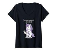 Femme Être Parent est Parfois Magique - Licorne fatiguée T-Shirt avec Col en V