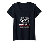 Femme Être polonais sexy - Drôle de Pologne T-Shirt avec Col en V