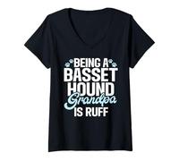 Femme Être Un Grand-père Basset Hound, C'est ruff Basset Hound T-Shirt avec Col en V