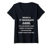 Femme Être Un Manager est Facile drôle dire Humour T-Shirt avec Col en V