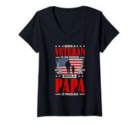 Femme Être un vétéran est un honneur Être Papa n'a pas de prix T-Shirt avec Col en V