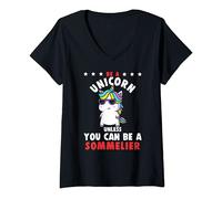 Femme Être une licorne Sauf si Vous êtes un Sommelier Sommelier T-Shirt avec Col en V