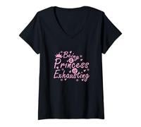 Femme Être Une Princesse est épuisant majestueusement fatigué T-Shirt avec Col en V