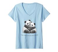 Femme Étreinte de Panda, Art Confortable pour Les Amateurs de Pandas, Les Amoureux des Ours de Panda T-Shirt avec Col en V