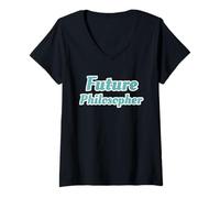 Femme Étudiant en Sciences de la pensée philosophique et des Connaissances T-Shirt avec Col en V