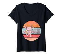 Femme Étudiants Mignons d'Axolotl Questions d'élève d'école T-Shirt avec Col en V