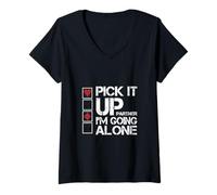 Femme Euchre Partner Pick It Up I'm Going Alone T-Shirt avec Col en V