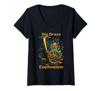 Femme Euphonium Cuivres Instrument à Vent Brass T-Shirt avec Col en V