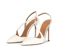Femme EUR Taille 44 Sandales à Talons Dos Nu - Bout Fermé Blanc Chaussures Habillées à Talons Hauts pour Mariage Fête Bureau,Blanc,46 EU
