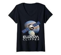 Femme Europa Clipper Space Exploration Jupiter Lune Couverte de Glace T-Shirt avec Col en V