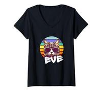 Femme EVE - Joli prénom de fille avec un chat cool T-Shirt avec Col en V