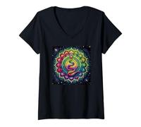 Femme Éveil de la Kundalini et Flux d'énergie des Chakras T-Shirt avec Col en V