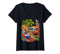 Femme Evening Shoreline Barbecue Bateau Escapade T-Shirt avec Col en V