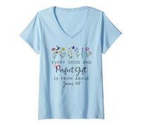 Femme Every Good Perfect is from Above Bible God Quote James 1:17 T-Shirt avec Col en V