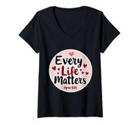 Femme Every Life Matters Pro-Life Cœurs pour bébé fœtus T-Shirt avec Col en V