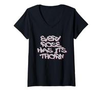 Femme Every Rose Has Its Thorn Graffiti Design T-Shirt avec Col en V