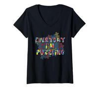 Femme Everyday I'm Puzzling | Activités de Puzzle Amusantes T-Shirt avec Col en V