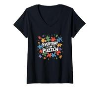 Femme Everyday I'm Puzzl'n Puzzle Amusant Master Puzzler T-Shirt avec Col en V