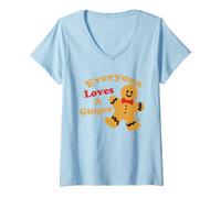 Femme Everyone Loves A Ginger Bread Man T-Shirt avec Col en V