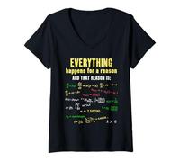 Femme Everything Happens for A Reason Théorie du Chaos Mathématiques drôles T-Shirt avec Col en V