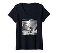 Femme Everything Happens for No Reason Chat conduisant Une Voiture T-Shirt avec Col en V