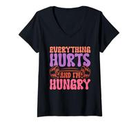 Femme Everything Hurts and I'm Hungry Fitness T-Shirt avec Col en V