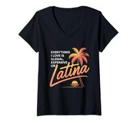 Femme Everything I Love is Illegal Expensive Or Latina Hommes T-Shirt avec Col en V