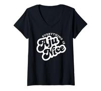 Femme Everything is Aju Nice Kpop Music Funny T-Shirt avec Col en V