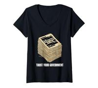 Femme Everything is Fine Faites Confiance à Votre Document censuré du Gouvernement T-Shirt avec Col en V