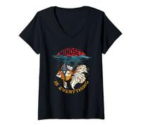 Femme Everything Is Mindset Poissons d'eau douce en forme d'aileron de requin T-Shirt avec Col en V