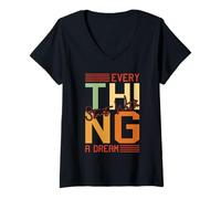 Femme Everything Starts with A Dream Bold Motivational Typography T-Shirt avec Col en V