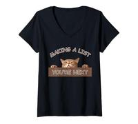 Femme Evil Cat You're Next Peeking Cat Design pour Les Amoureux des Chats T-Shirt avec Col en V