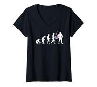 Femme Évolution des Super-Héros Américains États-Unis T-Shirt avec Col en V