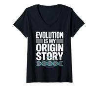 Femme Evolution is My Origin Story DNA Design Spirale T-Shirt avec Col en V