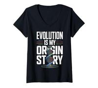 Femme Evolution is My Origin Story DNA Design Spirale T-Shirt avec Col en V