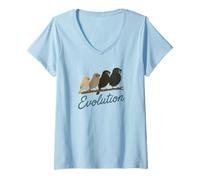 Femme Evolution - Les pinsons de Darwin dans Les Nuances T-Shirt avec Col en V