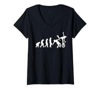 Femme ÉVOLUTION monocycle monocycliste Unicycle monocycle T-Shirt avec Col en V
