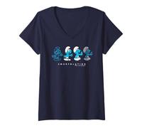 Femme Evolution of Brainy Smurfolution Metaverse Schtroumpfs Film T-Shirt avec Col en V