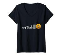 Femme Evolution of Money Bitcoin Plan B Crypto BTC HODL T-Shirt avec Col en V