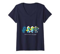 Femme Evolution of Smurfette Schtroumpfolution Metaverse Schtroumpfs Film T-Shirt avec Col en V