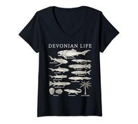 Femme Évolution précoce des vertébrés de la paléontologie des Poissons du Dévonien T-Shirt avec Col en V