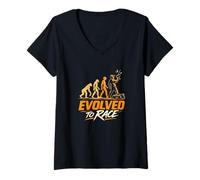 Femme Évolved to Race Funny RC Car Driver Evolution Design T-Shirt avec Col en V
