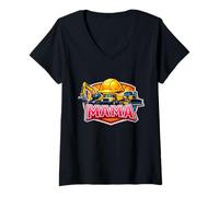 Femme Excavatrice de Construction Mama pour garçon, Fils, Enfants, fête des mères, Maman T-Shirt avec Col en V