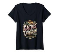 Femme Excursion avec Cactus et Aventure dans Le désert et Le sud-Ouest T-Shirt avec Col en V