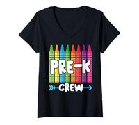 Femme Excursion d'une journée Scolaire Pre-K Crew, Jolie école de Craie d'âge préscolaire 2025 T-Shirt avec Col en V