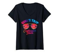 Femme Excursion entre filles à Clearwater Beach 2025, voyage entre amies sur la plage et au coucher du soleil T-Shirt avec Col en V