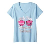 Femme Excursion Entre Filles à Playa Del Carmen, Mexique, Bachelorette, Femmes T-Shirt avec Col en V
