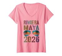 Femme Excursion pour Enfants à Riviera Maya 2026 pour Toutes Les Filles, Vacances à la Plage T-Shirt avec Col en V