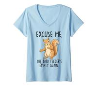 Femme Excusez-Moi, la mangeoire à Oiseaux est à Nouveau Vide, écureuil T-Shirt avec Col en V
